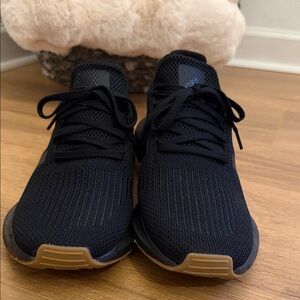 Adidas Black Knit Sneakers with Tan Sole